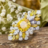 Cushion With Marquise Cut CZ Stone Cocktail Engagement Ring