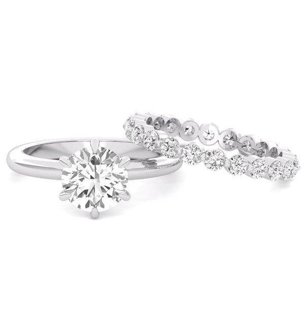 Round Cut Moissanite Solitaire Wedding Engagement Ring Set