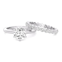 Round Cut Moissanite Solitaire Wedding Engagement Ring Set