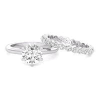 8 MM Round Cut Moissanite Solitaire Wedding Engagement Ring Set
