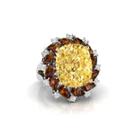 Canary Yellow Cushion & Pear CZ Stone Halo Split Shank Cocktail Ring