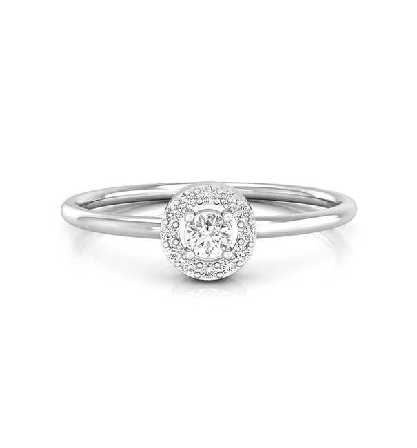 Round Cut Moissanite Solitaire Halo Dainty Engagement & Wedding Ring For Women