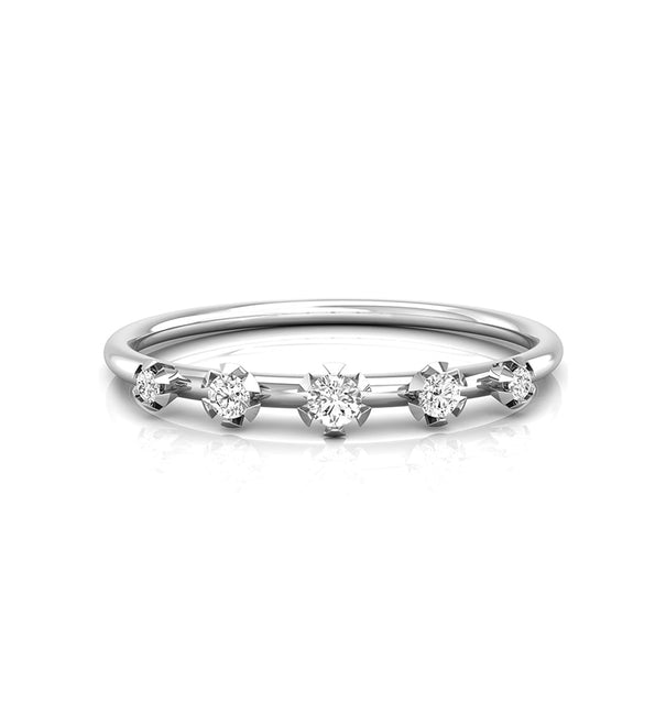 Round Cut Moissanite Five Stone Minimalist Thin Band Engagement Ring