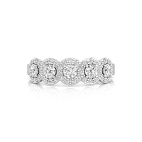 Five Stone Round Cut Moissanite Halo Wedding Engagement Ring