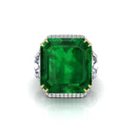 Green Squared Emerald Cut CZ Five Stone Cocktail Ring