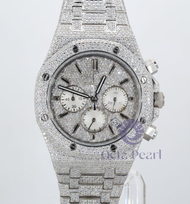 Round Moissanite Iced Out Men's Mechanical Wrist Watch