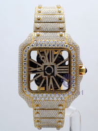 Round Moissanite Skeleton Iced Out Luxury Bust Down Wrist Watch For Men