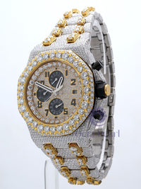 Round Moissanite Chronograph Working Iced Out Studded Watch