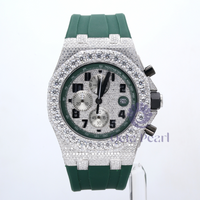 Luxury Moissanite Watch For Men- Green Silicone Strap