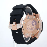 Fully Iced Round Moissanite Black Silicone Belt Watch