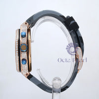 Round Moissanite Military Style Silicone Straps Wrist Watch