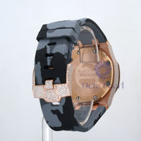 Round Moissanite Military Style Silicone Straps Wrist Watch