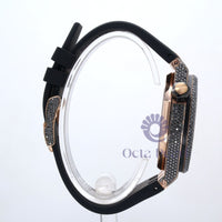 Round Moissanite Black Silicon Belt Watch For Men