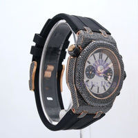 Round Moissanite Black Silicon Belt Watch For Men