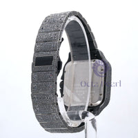 Black Round Moissanite Hip Hop Studded Analog Watch