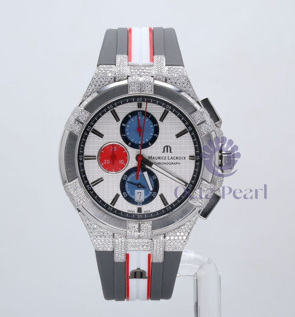 Round Moissanite Three Eye Six Pin Dial Silicon Wristwatch