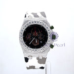 Round Moissanite Military Style Silicon Strap Wrist Watch