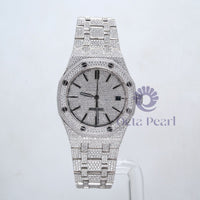 Fully Iced Out Studded Round Moissanite Automatic Watch For Women