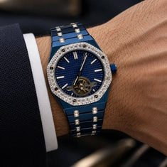Round Moissanite Self Winding Automatic Movement Skeleton Watch - alternate view