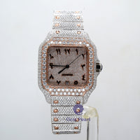 Round Moissanite Arabic Dial Hip Hop Ice Out Men's Watch