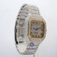 Moissanite Iced Out Hip Hop Stylish Yellow Dial Watch With Roman Numerals | Octapearl