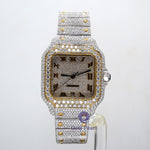 Moissanite Iced Out Hip Hop Stylish Yellow Dial Watch With Roman Numerals | Octapearl