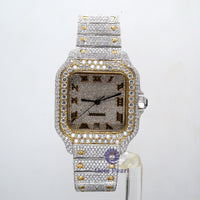 Moissanite Iced Out Hip Hop Stylish Yellow Dial Watch With Roman Numerals | Octapearl