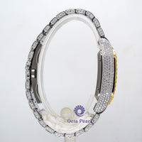 Moissanite Iced Out Hip Hop Stylish Yellow Dial Watch With Roman Numerals | Octapearl