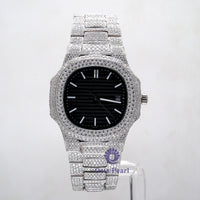 Fully Iced out Moissanite Hip Hop Upper And Lower Black Surface Watch For Men
