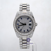 Round VVS Moissanite Automatic Day Date Features Hip Hop Iced Out Watch