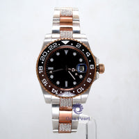 Blue Sapphire Glass Datejust Stainless Steel Waterproof Wrist Watch With Moissanite