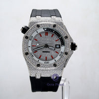 Black Rubber Belt Iced Out Moissanite Automatic Mechanical Outdoor Watch For Men
