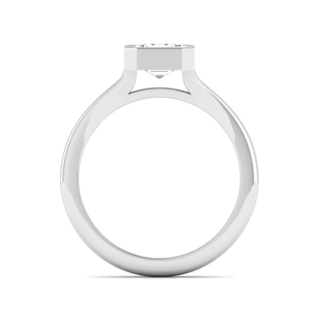 OctaPearl 1 ct Bezel Set Asscher Lab Grown Diamond Split Shank Solitaire Engagement Ring