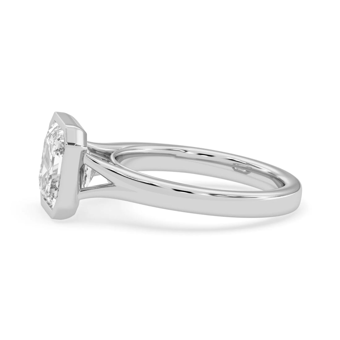 OctaPearl 3.00 ct Bezel Set Asscher Lab Grown Diamond Split Shank Solitaire Engagement Ring