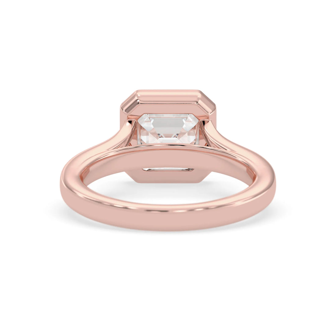 OctaPearl 3.00 ct Bezel Set Asscher Lab Grown Diamond Split Shank Solitaire Engagement Ring
