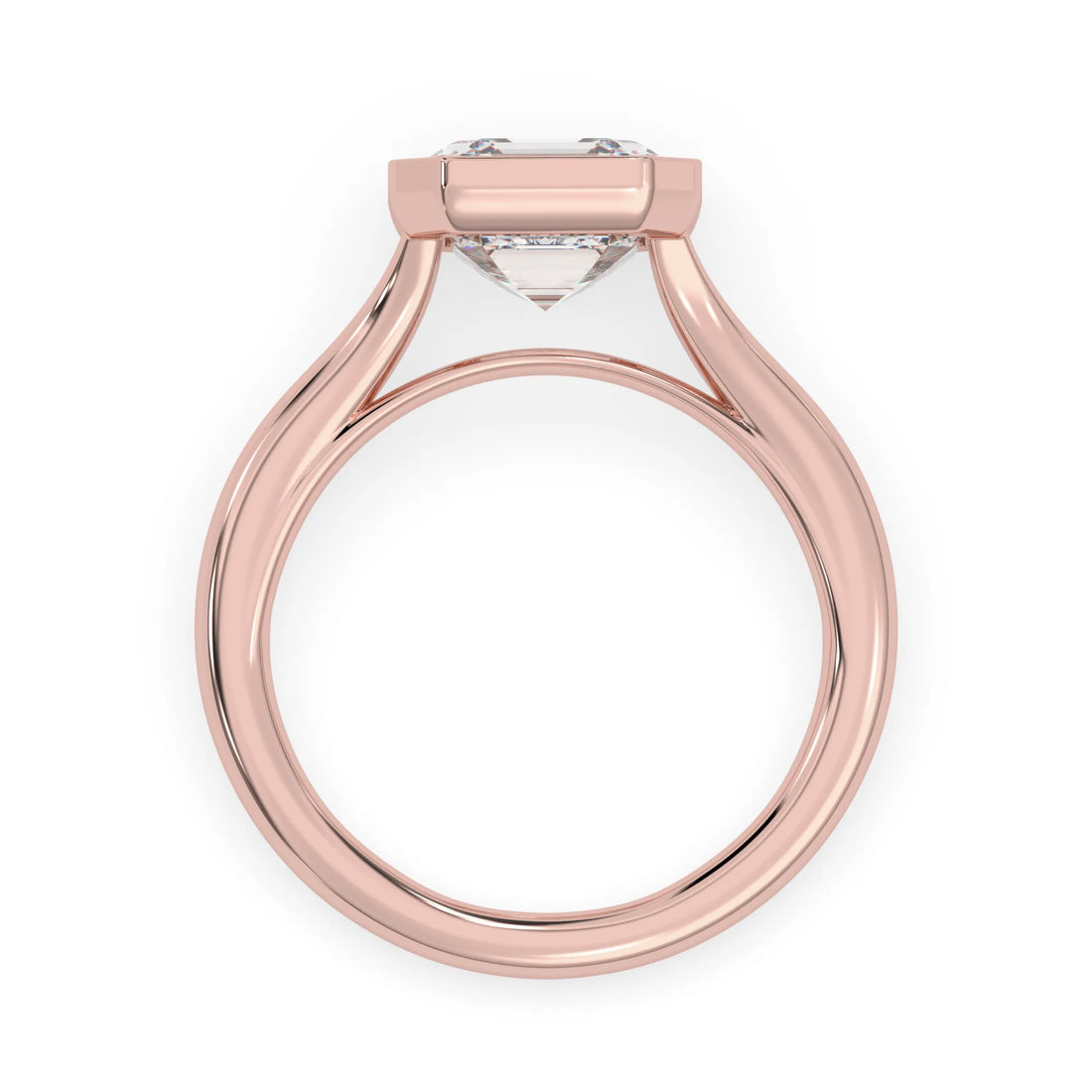 OctaPearl 3.00 ct Bezel Set Asscher Lab Grown Diamond Split Shank Solitaire Engagement Ring