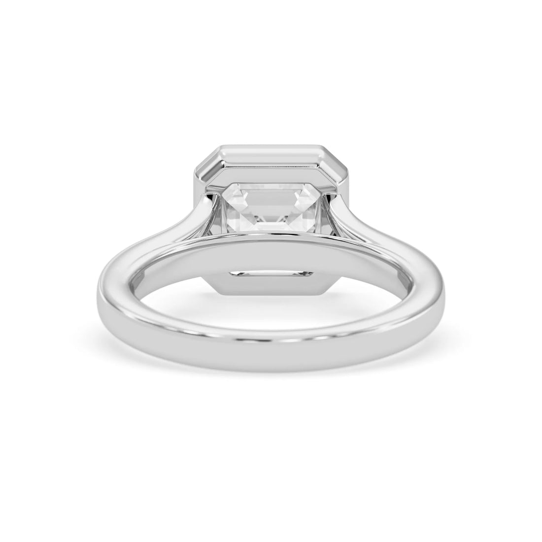 OctaPearl 3.00 ct Bezel Set Asscher Lab Grown Diamond Split Shank Solitaire Engagement Ring