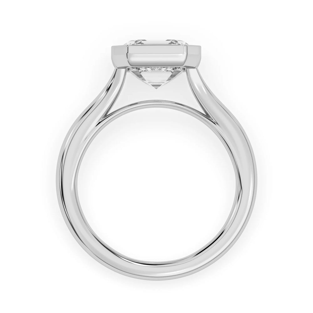 OctaPearl 3.00 ct Bezel Set Asscher Lab Grown Diamond Split Shank Solitaire Engagement Ring