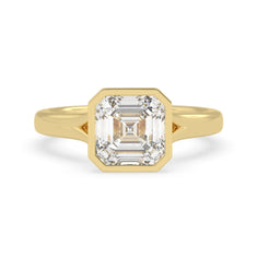 OctaPearl 3.00 ct Bezel Set Asscher Lab Grown Diamond Split Shank Solitaire Engagement Ring