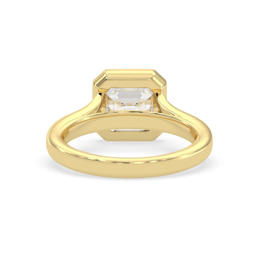 OctaPearl 3.00 ct Bezel Set Asscher Lab Grown Diamond Split Shank Solitaire Engagement Ring