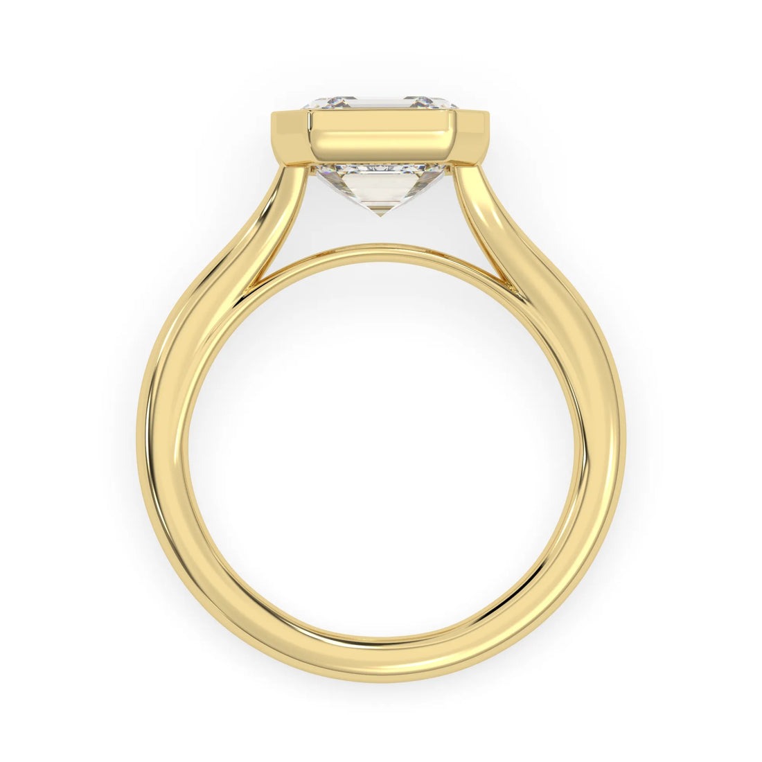 OctaPearl 3.00 ct Bezel Set Asscher Lab Grown Diamond Split Shank Solitaire Engagement Ring