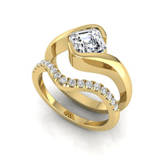 1 ct Asscher Cut Lab Grown Diamond Bridal Ring Set - alternate view