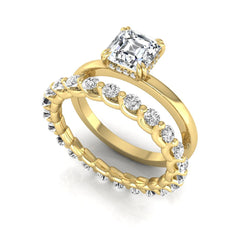 OctaPearl 1.5 ct Asscher Cut Prong Set Lab Grown Diamond Bridal Ring Set - alternate view