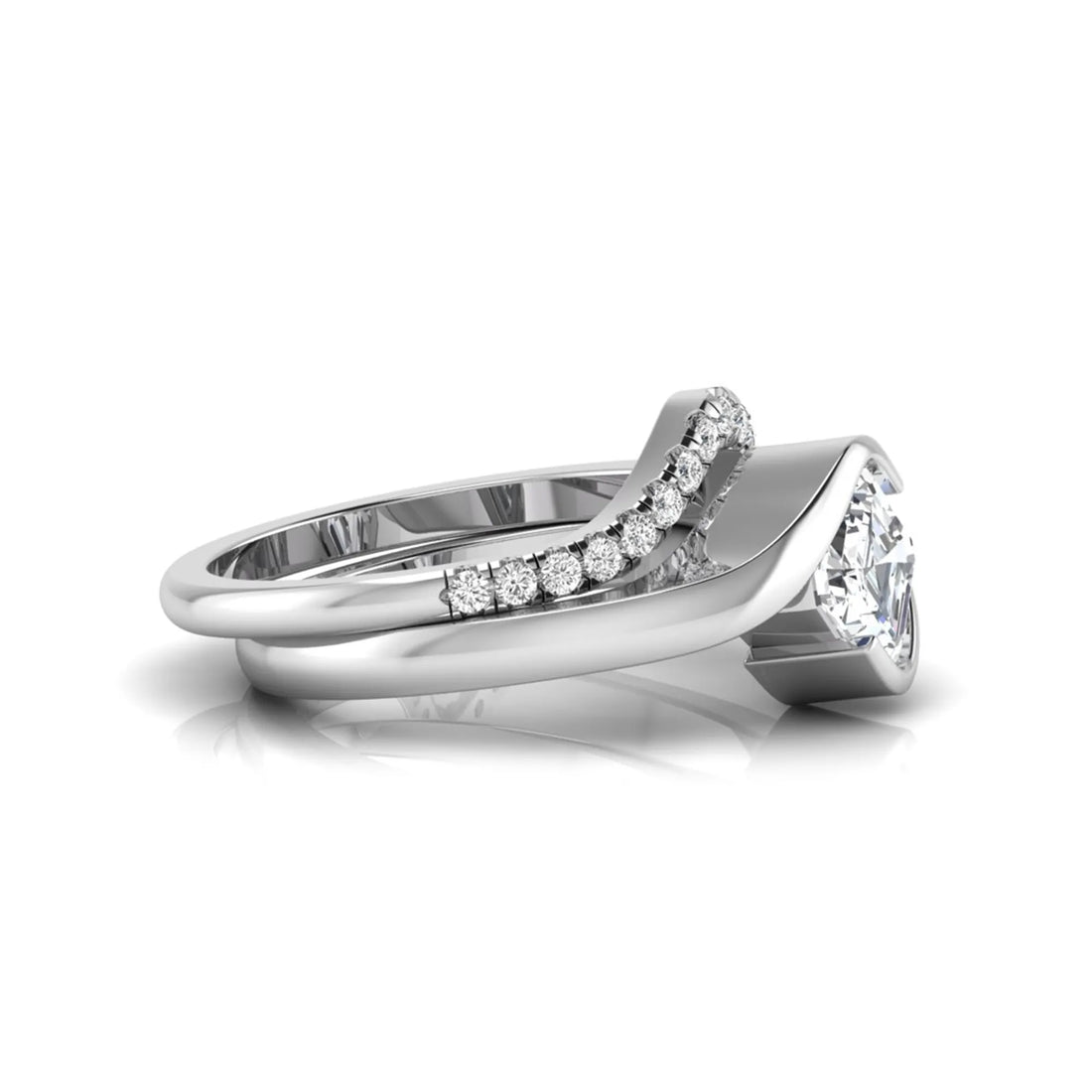 OctaPearl 1 ct Asscher Cut Lab Grown Diamond Bridal Ring Set