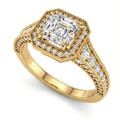 OctaPearl 1 ct Asscher Cut Lab Grown Diamond Halo Engagement Ring - alternate view