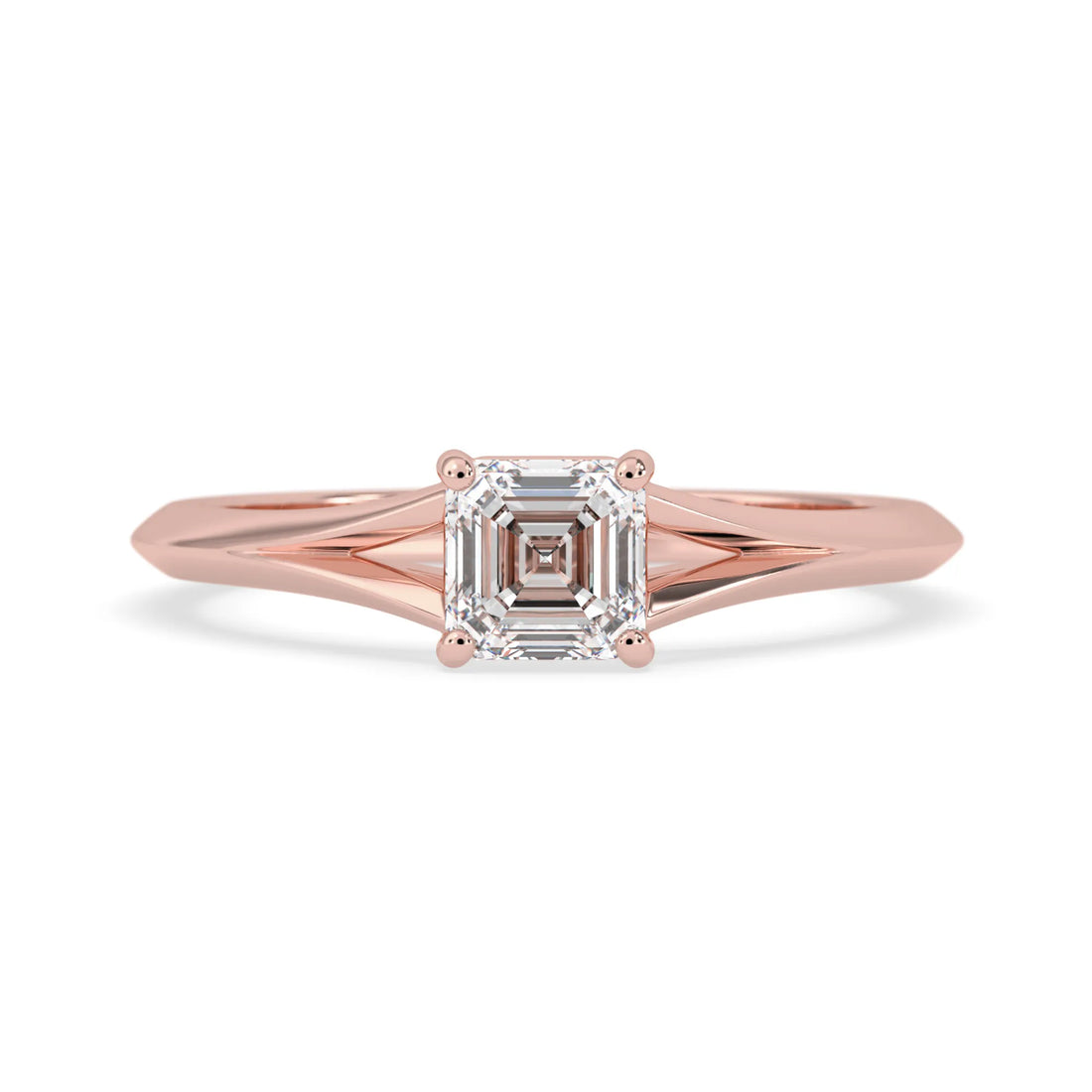 OctaPearl 1 ct Asscher Cut Lab Grown Diamond Split Shank Solitaire Engagement Ring