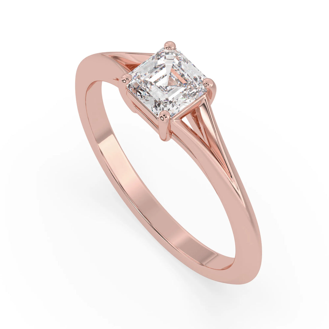 OctaPearl 1 ct Asscher Cut Lab Grown Diamond Split Shank Solitaire Engagement Ring
