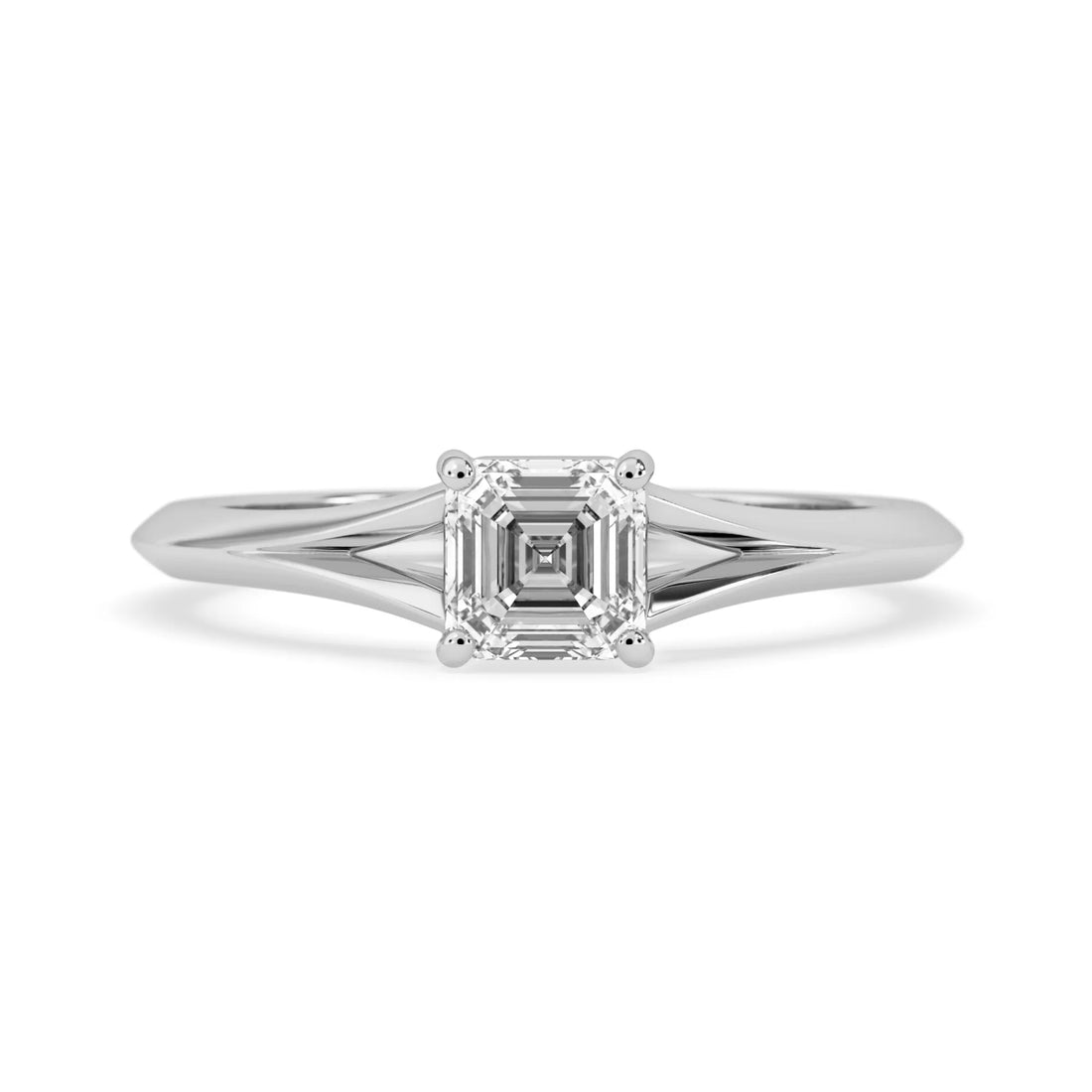 OctaPearl 1 ct Asscher Cut Lab Grown Diamond Split Shank Solitaire Engagement Ring