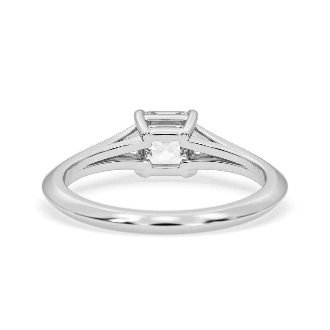 OctaPearl 1 ct Asscher Cut Lab Grown Diamond Split Shank Solitaire Engagement Ring