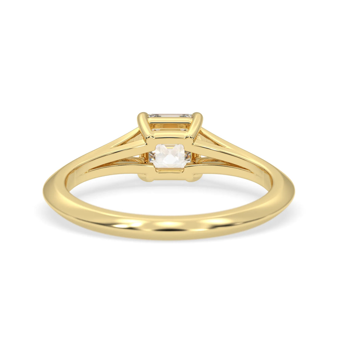 OctaPearl 1 ct Asscher Cut Lab Grown Diamond Split Shank Solitaire Engagement Ring